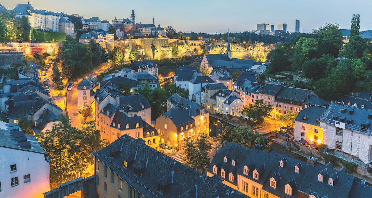 Lussemburgo capitale al calare del sole