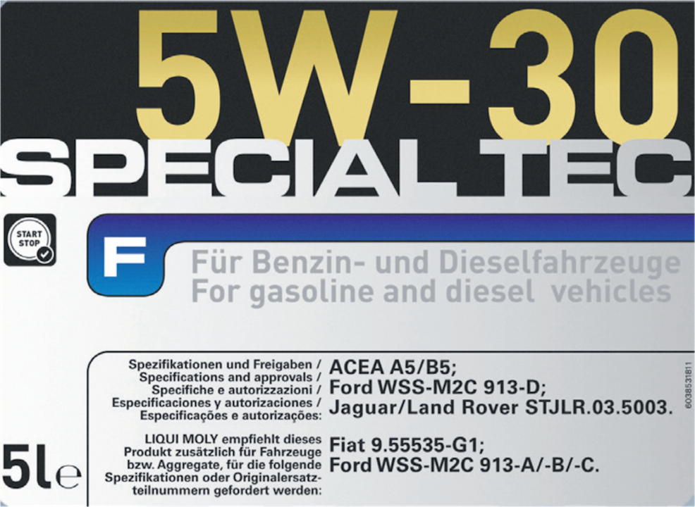 ▲ Etichetta di classificazione lubrificanti  con specifiche per motori Ford e Fiat